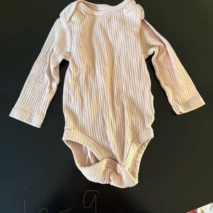 Pink Ribbed Long Sleeve Baby Onesie